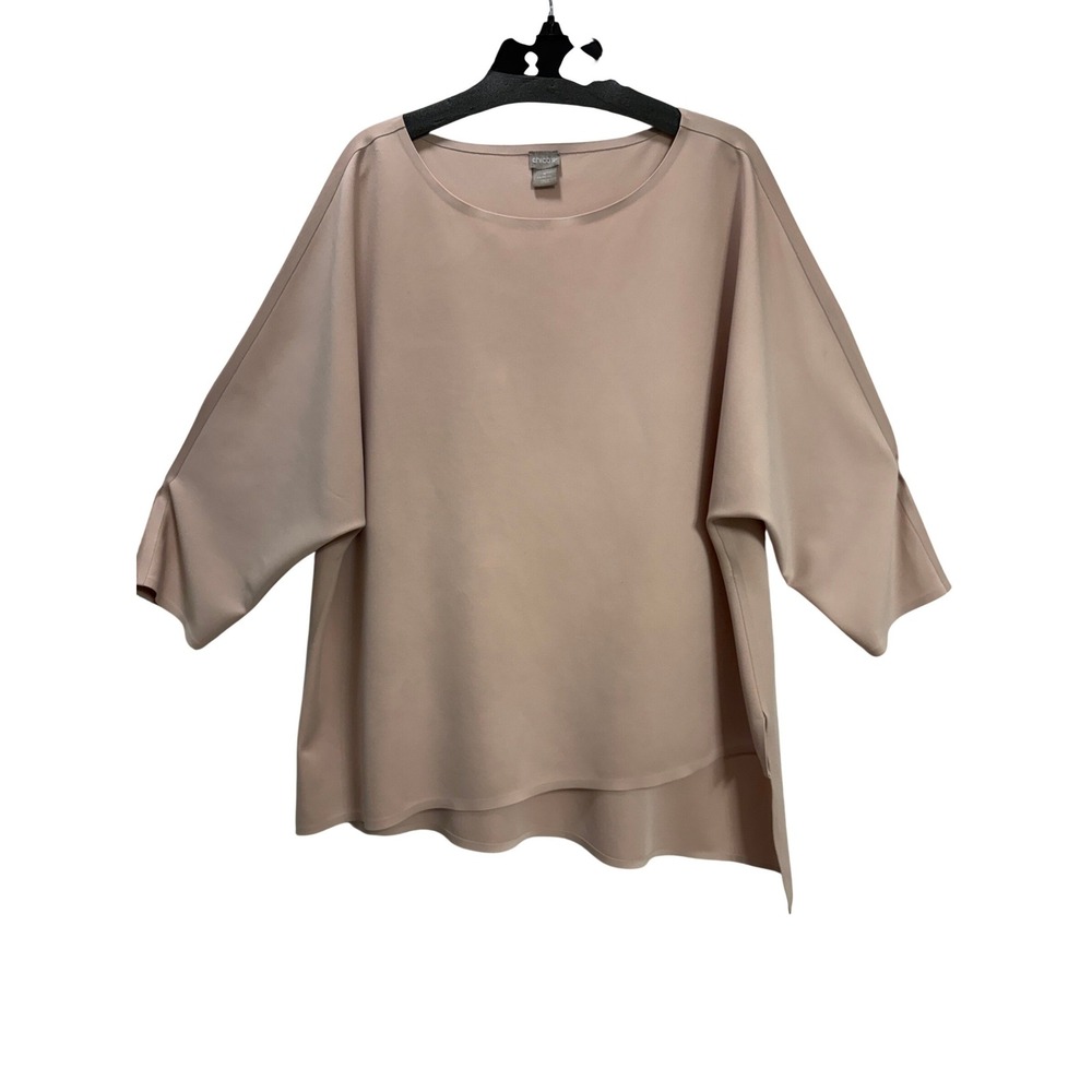 Chicos Asymmetrical Tunic Top Blush Tan Dolman‎ Sleeve Plus Size 4 XXL Spring